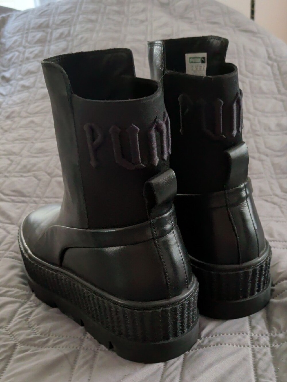 Puma Black Leather Platform Ankle Boots - Picture 3 of 4